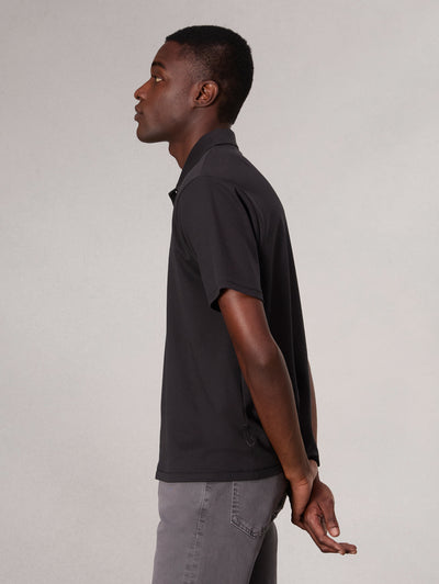 Rag & Bone Black Pima Cotton Polo Shirt Side View
