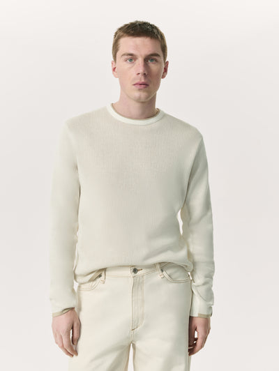 Rag & Bone White Harvey Crewneck Sweater Close Up