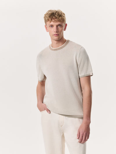 Rag & Bone Beige Harvey Crewneck T-Shirt Close Up