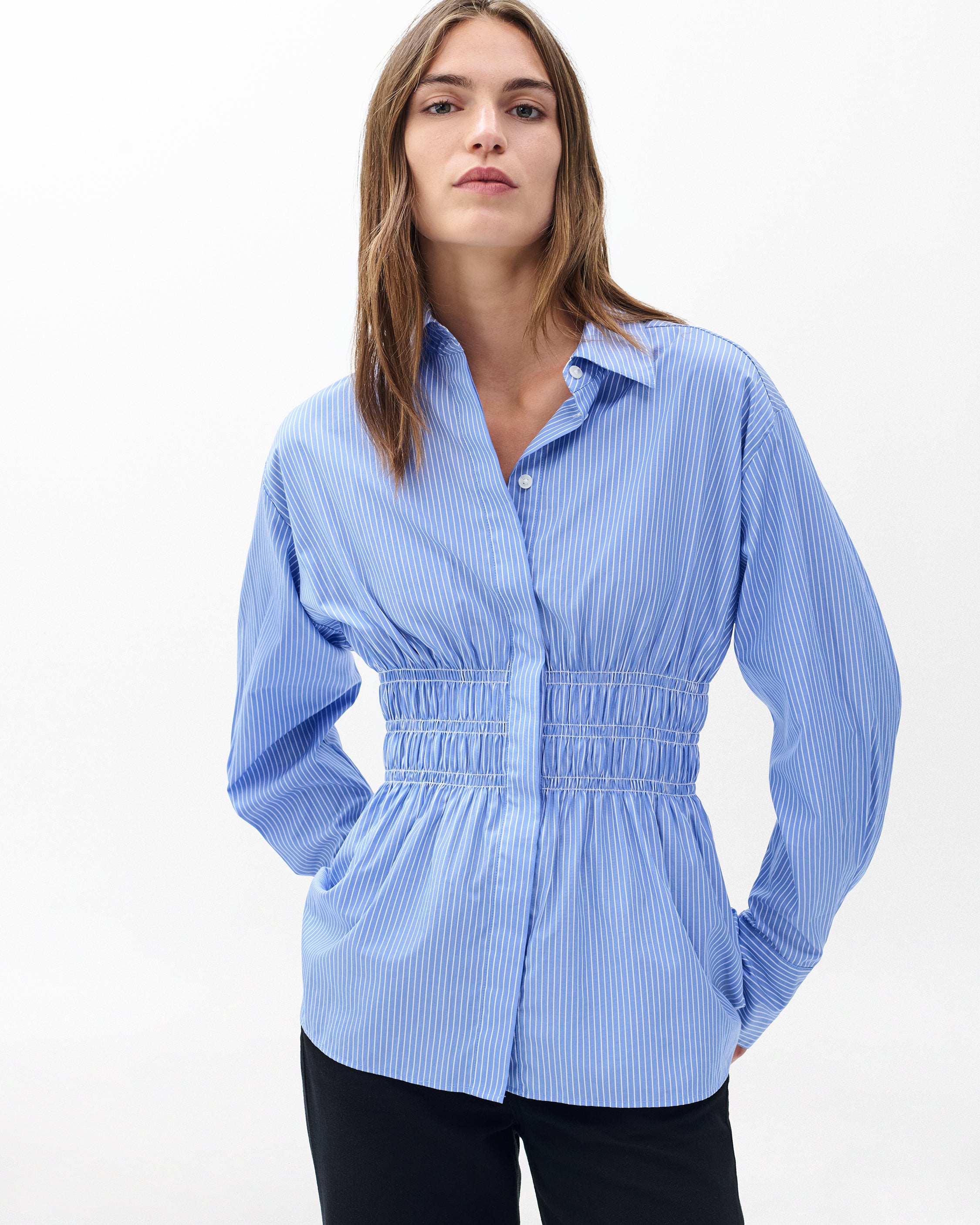 Blue Stripe Blythe Striped Poplin Shirt | rag & bone