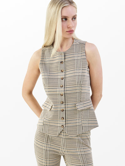 rag & bone women's Tan Multi Irina Long Vest RE8925FV1PW front view