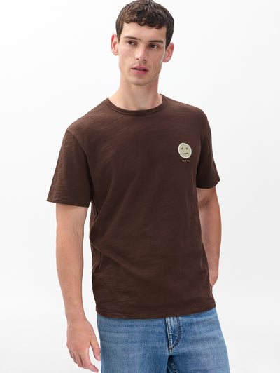 rag & bone men's Brown Multi Sour Face Embroidered Tee RF4625FT2GM front view