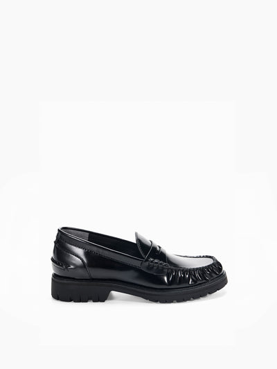 rag & bone women's Black Corey Leather Loafers RP5025F546L side view