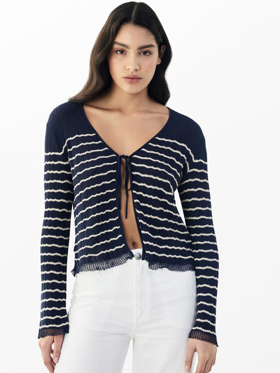 rag & bone women's Indigo Chiara Striped Cardigan WAS25P023UG23 front view