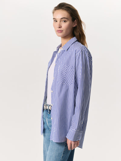 Rag & Bone Maxine Cotton Poplin Striped Shirt Close Up