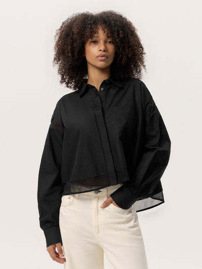 Beatrice Cropped Poplin-Organza Shirt