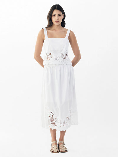 rag & bone women's White Clem Lace-Trim Poplin Skirt WAW25SB009LA09 full view