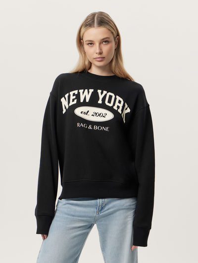 Rag & Bone Black New York Collegiate Sweatshirt Close Up