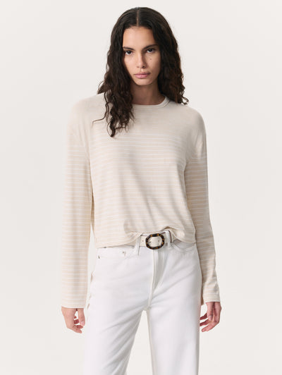 Rag & Bone White The Knit Striped Long-Sleeve T-Shirt Close Up