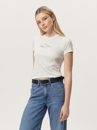 Rag & Bone White Rb Script Baby Tee Close Up