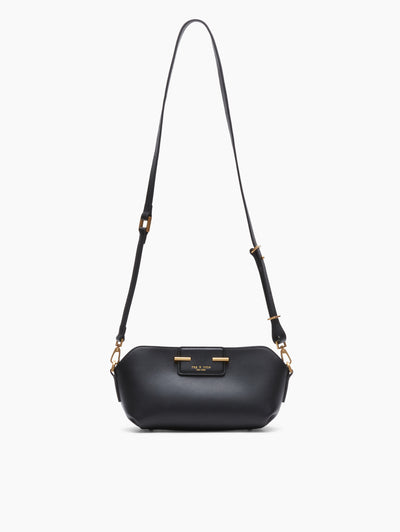 rag & bone women's Black Realm Top Zip Leather Crossbody Bag LE100112 front view