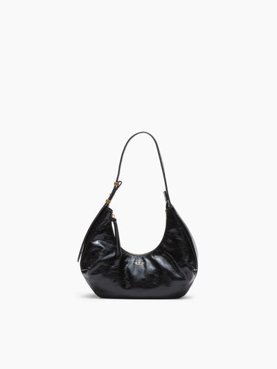 rag & bone women's Black Hudson Leather Hobo LE101002 front view