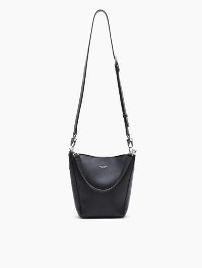 rag & bone women's Black Parker Leather Bucket Bag LE101313 front view
