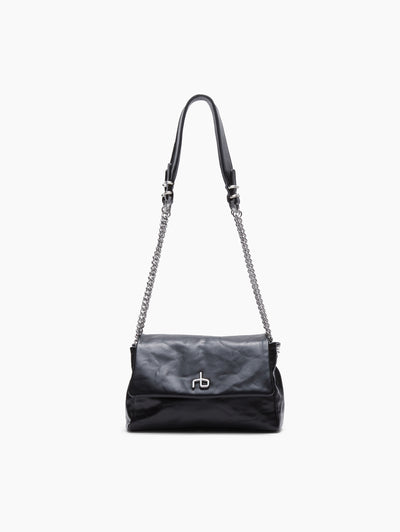 rag & bone women's Black Chelsea Small Flap Bag LE101520 front view