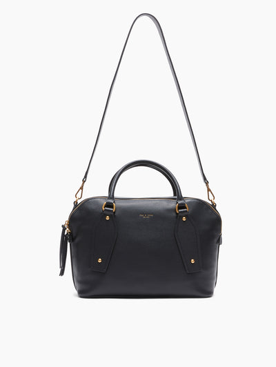 rag & bone women's Black Gramercy Medium Leather Satchel LE101606 front view