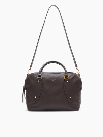 rag & bone women's Chocolate Gramercy Medium Leather Satchel LE101606 front view