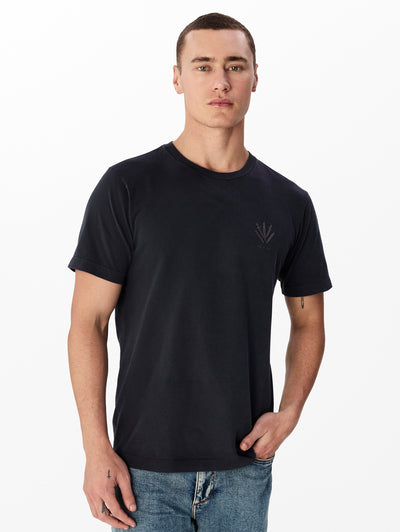 rag & bone men's Washed Black Dagger Embroidered Tee MBC25ST036KJ36 front view