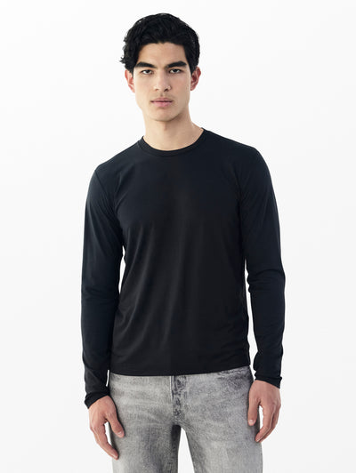 rag & bone men's Black Tech Jersey Long Sleeve Tee MBC25ST043TJ43 front view