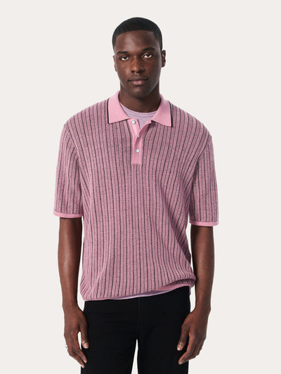 Harvey Striped Knit Polo Shirt