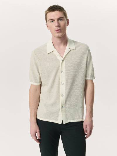 rag & bone men's Ivory Avery Zig-Zag Zuma Knit Shirt MBS25S036YF36 front view