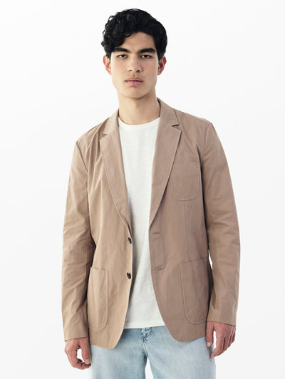 rag & bone men's Desert Taupe Butler Peached Cotton Blazer MBW25S4016PCML front view