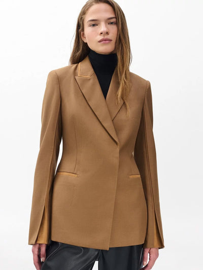 rag & bone women's Camel Margaret Tuxedo Blazer RA3C25F4M65 front view 2