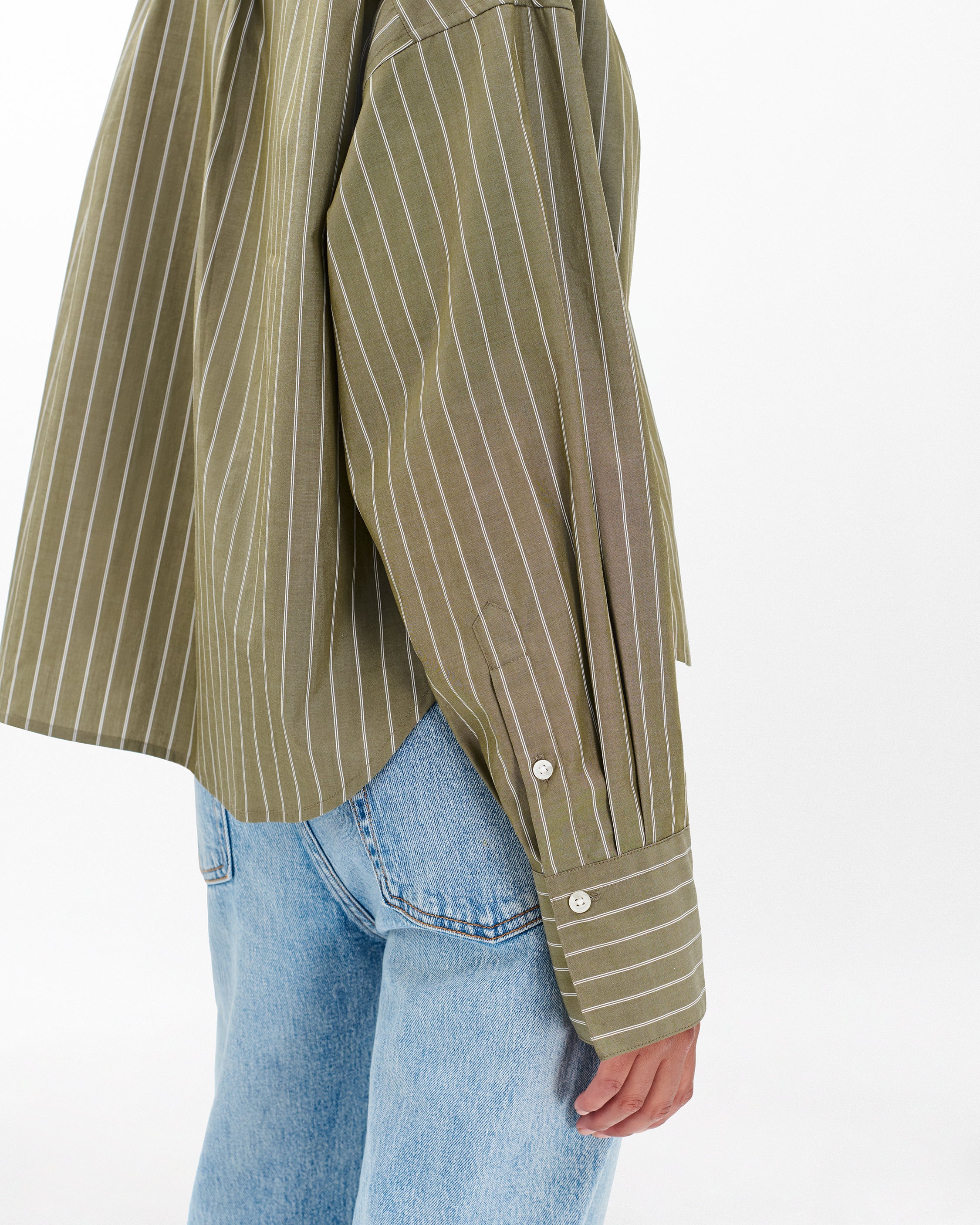 Green Stripe Martha Striped Poplin Shirt | rag & bone