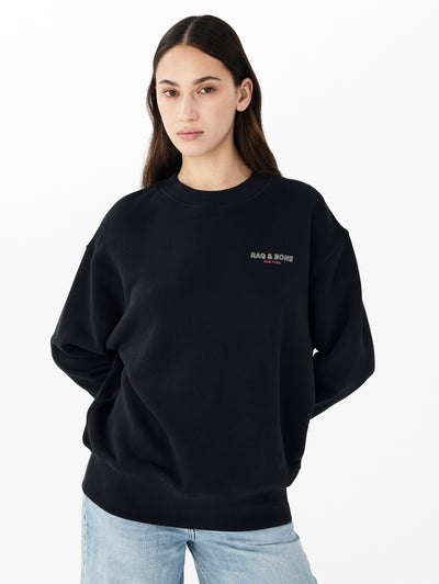 rag & bone women's Black rb Vintage Terry Sweatshirt RE1E25FT3VW front view