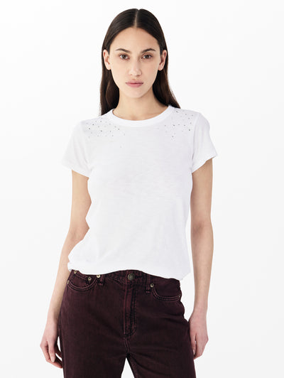 rag & bone women's White Studded Cotton Tee RE3E25FT3SW front view