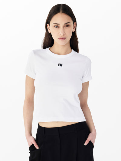 rag & bone women's White rb Logo Baby Tee RE4E25FT3PW front view