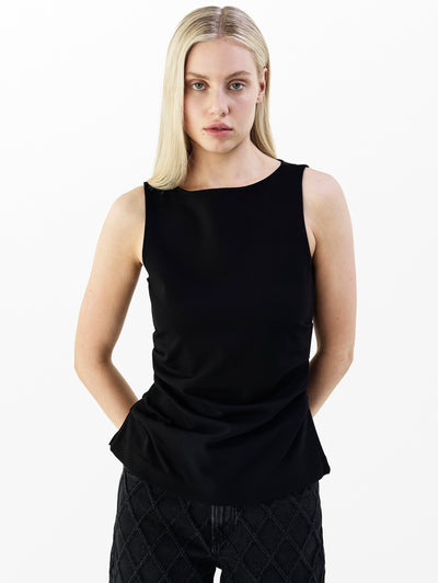 rag & bone women's Black Irina Shirred Tank RE6225FT1PW front view