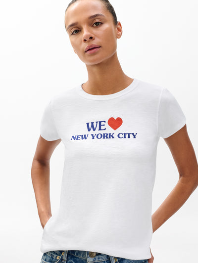 rag & one women's White We Love NYC Graphic Tee RE6D25FT3SW front view
