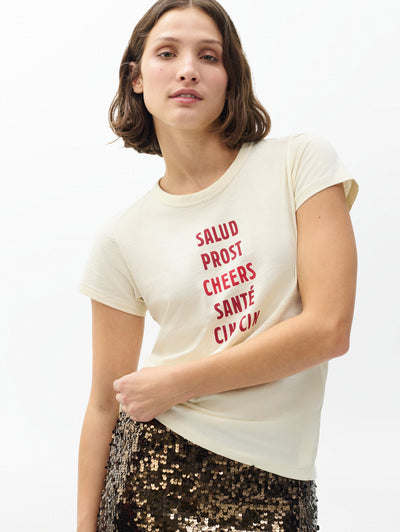 rag & bone women's Ivory Cheers Graphic Tee RE6M25HT3SW front view