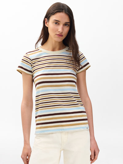 rag & bone women's Ivory Multi The Slub Striped Tee RE7C25FT3SW front view