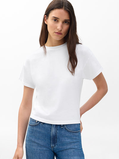 rag & bone women's White Kelly Boxy Cotton Tee RE8625FT3KW front view
