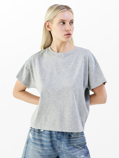 rag & bone women's Heather Grey Kelly Boxy Cotton Tee RE8625FT3KW front view