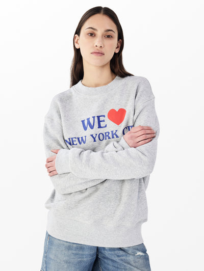 rag & bone women's Heather Grey We Love NYC Graphic Sweatshirt RE9D25FT3VW front view