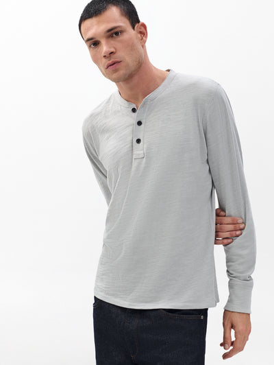 rag & bone men's Harbour Grey Classic Flame Henley RF2925FT2FM front view