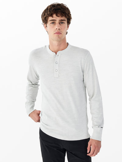 rag & bone men's Grey Ice Classic Flame Henley RF2925FT2FM front view
