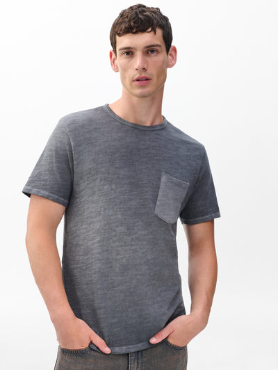 rag & bone men's Shade Grey Washed Classic Flame Tee RF5425FT2AM front view