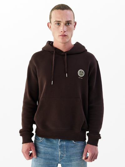 rag & bone men's Brown Multi Sour Face Embroidered Hoodie RF7025FT2GM front view
