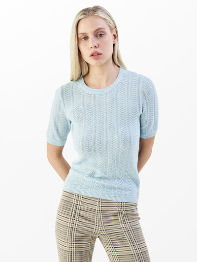 rag & bone women's Sky Blue Francesca Merino Wool Tee RG5625F6MMN front view