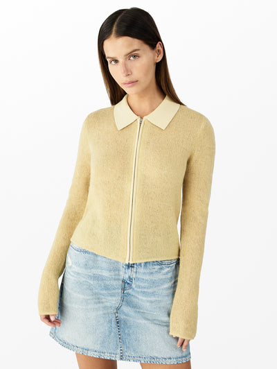 rag & bone women's Butter Leva Zip Polo Sweater RG8525F6MWM front view