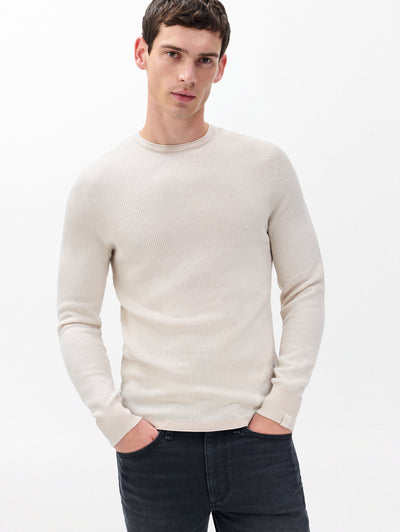 rag & bone men's Desert Sand Gregory Crewneck Sweater RH3225F6MWL front view