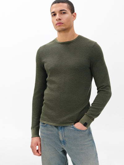 rag & bone men's Dark Green Gregory Crewneck Sweater RH3225F6MWL front view