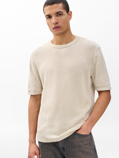 rag & bone men's Desert Sand Harvey Sweater Tee RH3725F6MCO front view