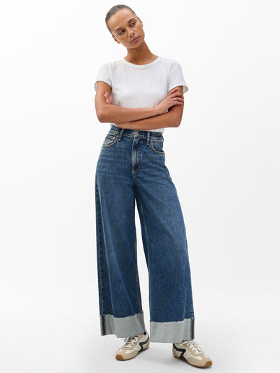 rag & bone women's Lee Sofie Cuffed Wide-Leg Jeans RJ2625F1SLE full view