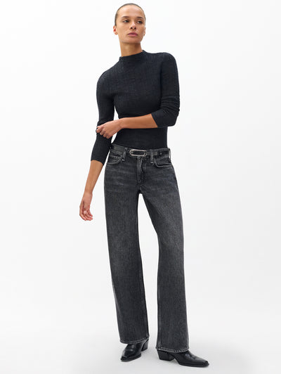 rag & bone women's Charcoal Saige Relaxed Straight Jeans RJ4025F1RCH full view