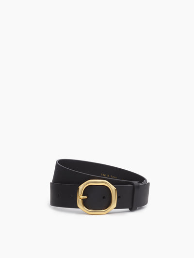 rag & bone women's Black Gold Audrey Leather Belt RL0225FA02L front view