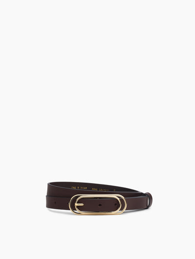 rag & bone women's Dark Espresso Duo Rounded Rebound Leather Belt RL0725FA07L front view